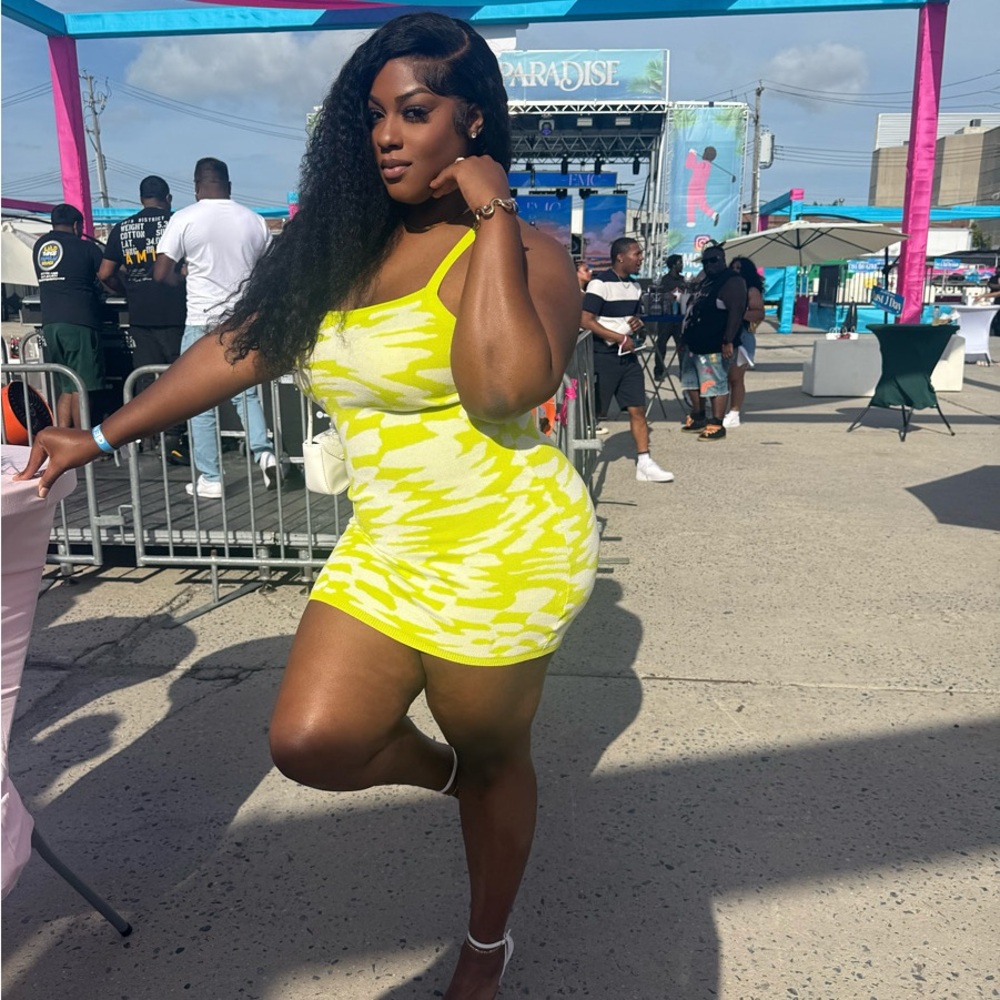 Vibrant Yellow and White Women's Dress